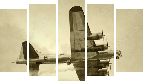 Amerykański bombowiec z epoki II wojny światowej - Obraz pięcioczęściowy, Pentaptyk