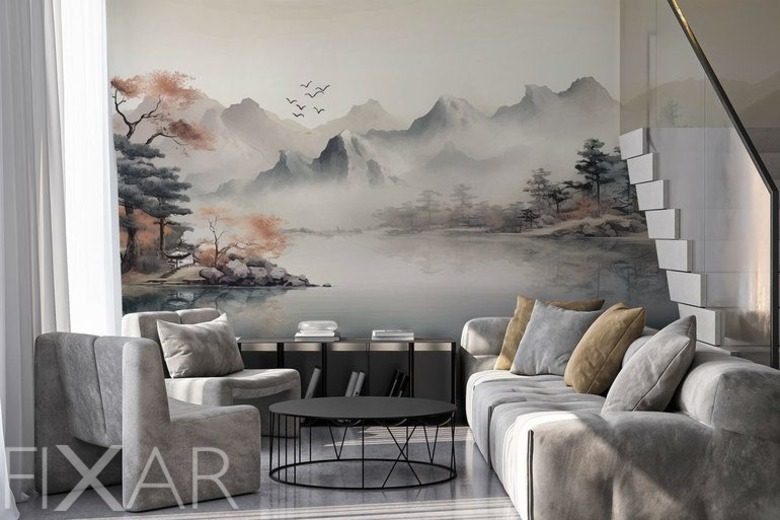 Malarska mgla nad gorskim jeziorem gory fototapety fixar