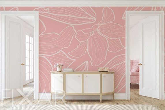 Rozowa-elegancja-w-nowoczesnym-wydaniu-kwiaty-fototapety-fixar