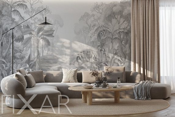 Tropikalna-dzungla-w-szarosciach-do-salonu-fototapety-fixar