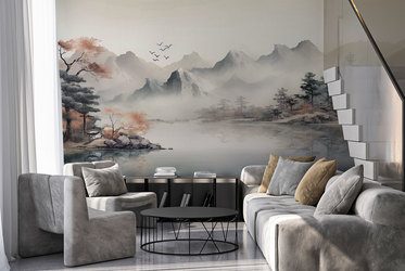 Malarska-mgla-nad-gorskim-jeziorem-gory-fototapety-fixar