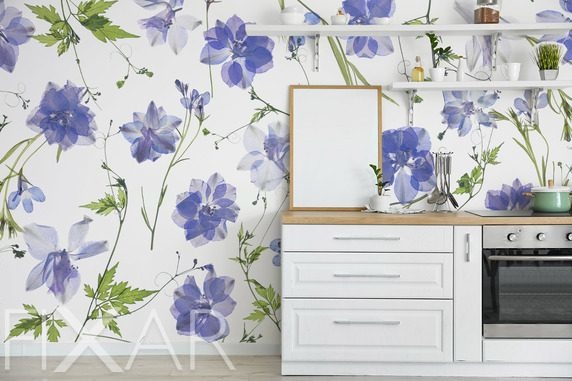 Delikatne-fioletowe-kwiaty-na-bialym-tle-kwiaty-fototapety-fixar