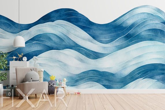 Morskie-fale-w-akwarelowej-odslonie-dla-dzieci-fototapety-fixar