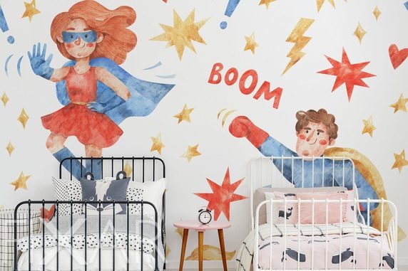 Superbohaterowie-w-akcji-dla-dzieci-fototapety-fixar