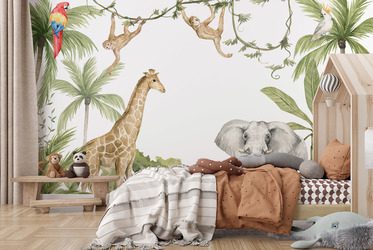 Egzotyczna-dzungla-ze-zwierzetami-dla-dzieci-dla-dzieci-fototapety-fixar