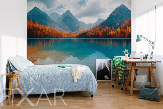 Gorskie-jezioro-w-jesiennych-barwach-gory-fototapety-fixar