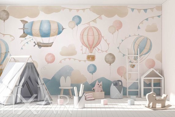 Pastelowe-balony-w-bajkowej-podrozy-dla-dzieci-fototapety-fixar