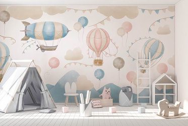 Pastelowe-balony-w-bajkowej-podrozy-dla-dzieci-fototapety-fixar