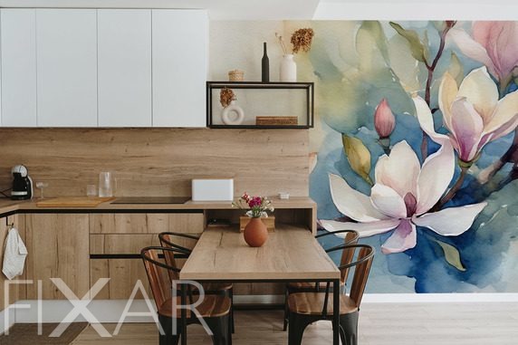 Akwarelowa-magnolia-w-pastelowej-elegancji-kwiaty-fototapety-fixar