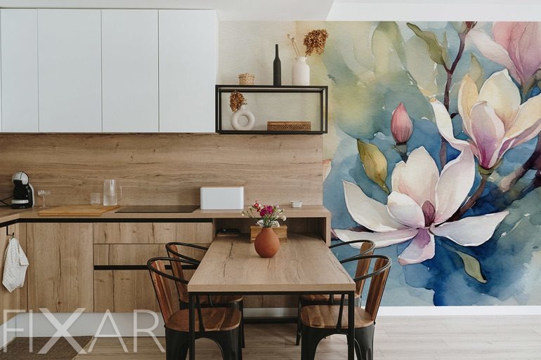 Fototapety Akwarelowa magnolia w pastelowej elegancji