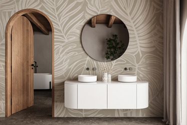 Tropikalne-liscie-w-bezowej-elegancji-do-lazienki-fototapety-fixar