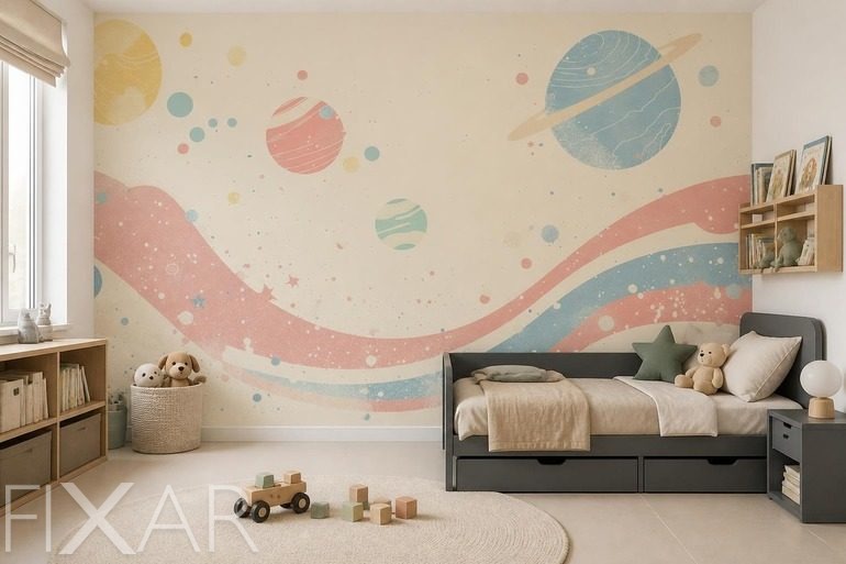 Fototapety Pastelowy kontrast planetarnych motywów