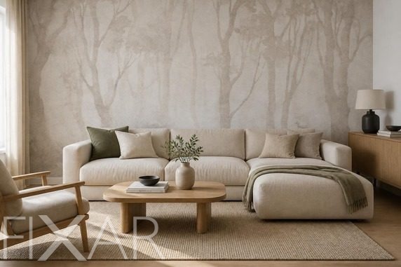 Delikatny-lesny-pejzaz-w-neutralnej-tonacji-do-salonu-fototapety-fixar