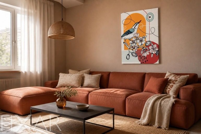 Obrazy i Plakaty Artystyczny charakter z dekoracyjnym motywem ptaka