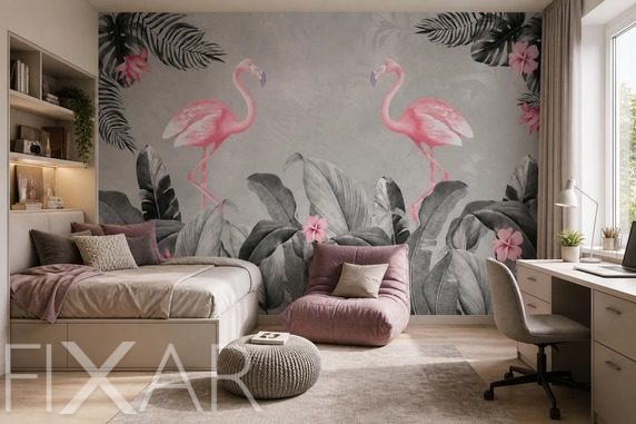 Subtelny-rytm-tropikalnych-rozowych-flamingow-dla-nastolatka-fototapety-fixar