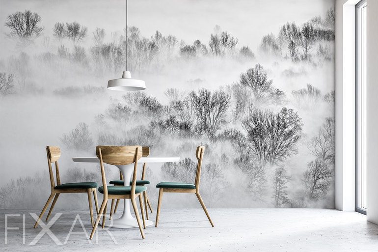 Fototapety Gęsta mgła nad lasem